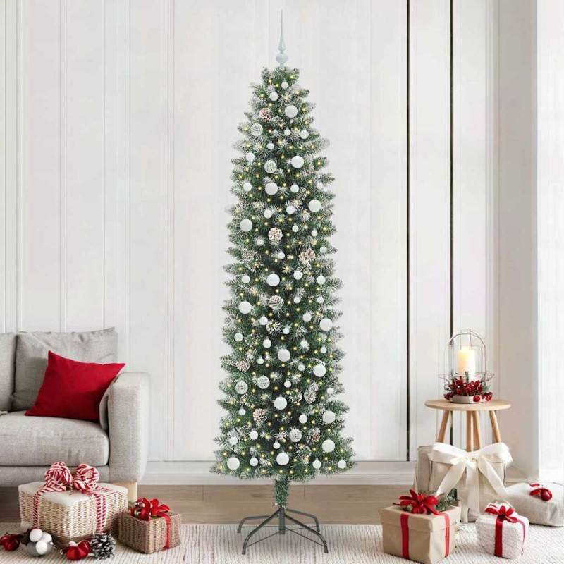 Arbre de Noël artificiel slim avec 300 LED Vert et blanc 240 cm 542309542309