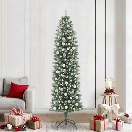 Arbre de Noël artificiel slim avec 300 LED Vert et blanc 240 cm 542309542309