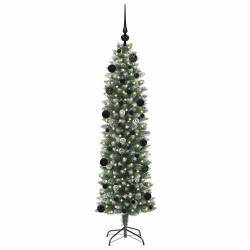 Arbre de Noël artificiel slim avec 150 LED Vert et blanc 150 cm 542312542312