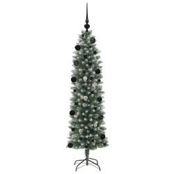 Arbre de Noël artificiel slim avec 150 LED Vert et blanc 150 cm 542312542312