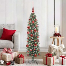 Arbre de Noël artificiel slim avec 150 LED Vert et blanc 150 cm 542313542313