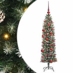 Arbre de Noël artificiel slim avec 150 LED Vert et blanc 150 cm 542313542313