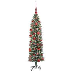 Arbre de Noël artificiel slim avec 150 LED Vert et blanc 150 cm 542313542313