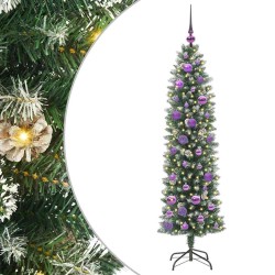 Arbre de Noël artificiel slim avec 150 LED Vert et blanc 150 cm 542316542316