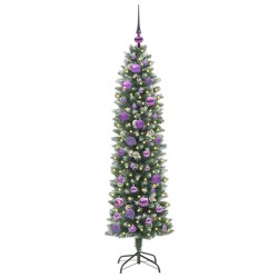 Arbre de Noël artificiel slim avec 150 LED Vert et blanc 150 cm 542316542316