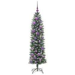 Arbre de Noël artificiel slim avec 150 LED Vert et blanc 150 cm 542316542316