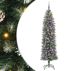 Arbre de Noël artificiel slim avec 300 LED Vert et blanc 210 cm 542317542317