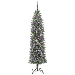 Arbre de Noël artificiel slim avec 300 LED Vert et blanc 210 cm 542317542317