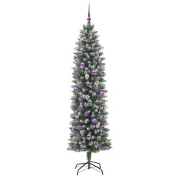 Arbre de Noël artificiel slim avec 300 LED Vert et blanc 210 cm 542317542317
