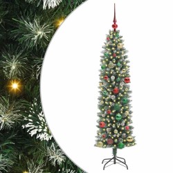 Arbre de Noël artificiel slim avec 150 LED Vert et blanc 150 cm 542318542318