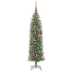 Arbre de Noël artificiel slim avec 150 LED Vert et blanc 150 cm 542318542318