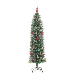 Arbre de Noël artificiel slim avec 150 LED Vert et blanc 150 cm 542318542318