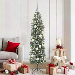 Arbre de Noël artificiel slim avec 300 LED Vert et blanc 180 cm 542319542319