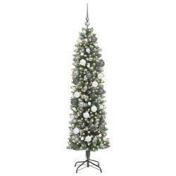 Arbre de Noël artificiel slim avec 300 LED Vert et blanc 180 cm 542319542319