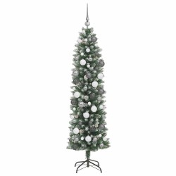 Arbre de Noël artificiel slim avec 300 LED Vert et blanc 180 cm 542319542319
