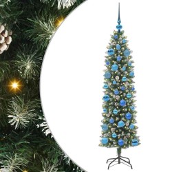 Arbre de Noël artificiel slim avec 150 LED Vert et blanc 150 cm 542320542320