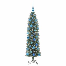 Arbre de Noël artificiel slim avec 150 LED Vert et blanc 150 cm 542320542320