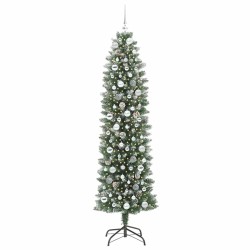 Arbre de Noël artificiel slim avec 300 LED Vert et blanc 210 cm 542321542321