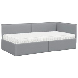Cadre de lit d'angle avec matelas 2 pcs Gris clair Velours 542335542335