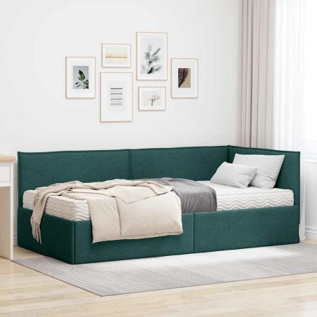 Cadre de lit d'angle avec matelas 2 pcs Vert Velours 542339542339
