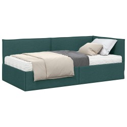 Cadre de lit d'angle avec matelas 2 pcs Vert Velours 542339542339