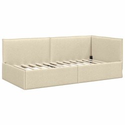 Cadre de lit d'angle avec matelas 2 pcs Crème Velours 542341542341
