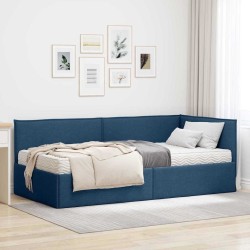 Cadre de lit d'angle avec matelas 2 pcs Bleu Velours 542342542342
