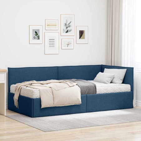 Cadre de lit d'angle avec matelas 2 pcs Bleu Velours 542342542342
