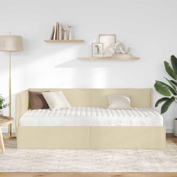 Cadre de lit d'angle avec matelas 2 pcs Crème Velours 542344542344