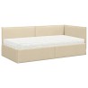 Cadre de lit d'angle avec matelas 2 pcs Crème Velours 542344542344