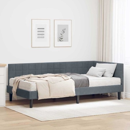 Cadre de lit d'angle avec matelas 2 pcs Gris Velours 542345542345