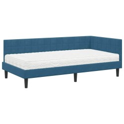 Cadre de lit d'angle avec matelas 2 pcs Bleu Velours 542347542347