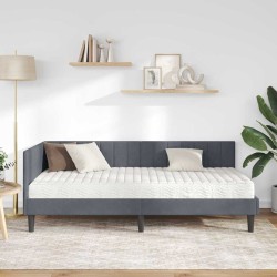 Cadre de lit d'angle avec matelas 2 pcs Gris Velours 542349542349