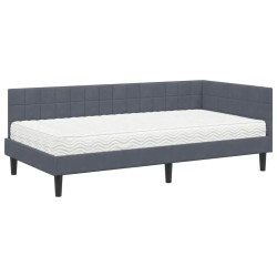 Cadre de lit d'angle avec matelas 2 pcs Gris Velours 542349542349