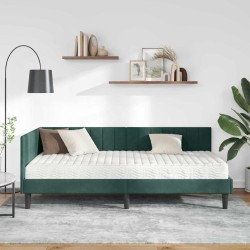 Cadre de lit d'angle avec matelas 2 pcs Vert Velours 542350542350