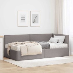 Cadre de lit d'angle avec matelas 2 pcs Taupe Velours 542352542352