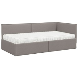 Cadre de lit d'angle avec matelas 2 pcs Taupe Velours 542352542352