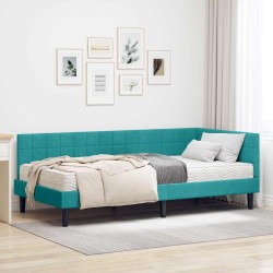 Cadre de lit d'angle avec matelas 2 pcs Turquoise Velours 542354542354
