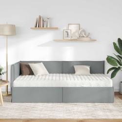 Cadre de lit d'angle avec matelas 2 pcs Gris clair Velours 542355542355