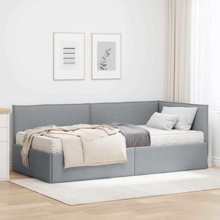 Cadre de lit d'angle avec matelas 2 pcs Gris clair Velours 542358542358