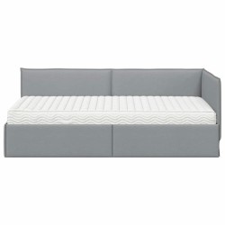 Cadre de lit d'angle avec matelas 2 pcs Gris clair Velours 542358542358