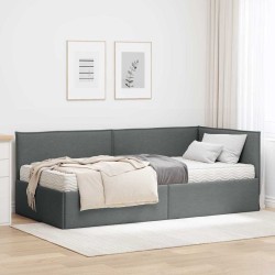 Cadre de lit d'angle avec matelas 2 pcs Gris Velours 542359542359