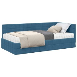 Cadre de lit d'angle avec matelas 2 pcs Bleu Velours 542361542361