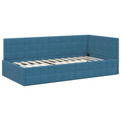 Cadre de lit d'angle avec matelas 2 pcs Bleu Velours 542361542361