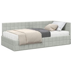 Cadre de lit d'angle avec matelas 2 pcs Gris clair Velours 542362542362