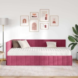 Cadre de lit d'angle avec matelas 2 pcs Vert Velours 542364542364