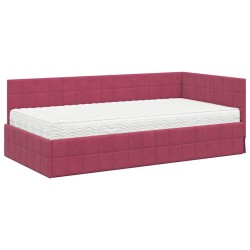 Cadre de lit d'angle avec matelas 2 pcs Vert Velours 542364542364