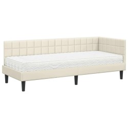 Cadre de lit d'angle avec matelas 2 pcs Crème Velours 542365542365
