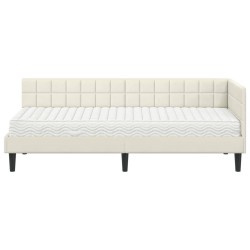 Cadre de lit d'angle avec matelas 2 pcs Crème Velours 542365542365