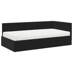 Cadre de lit d'angle avec matelas 2 pcs Noir Velours 542366542366